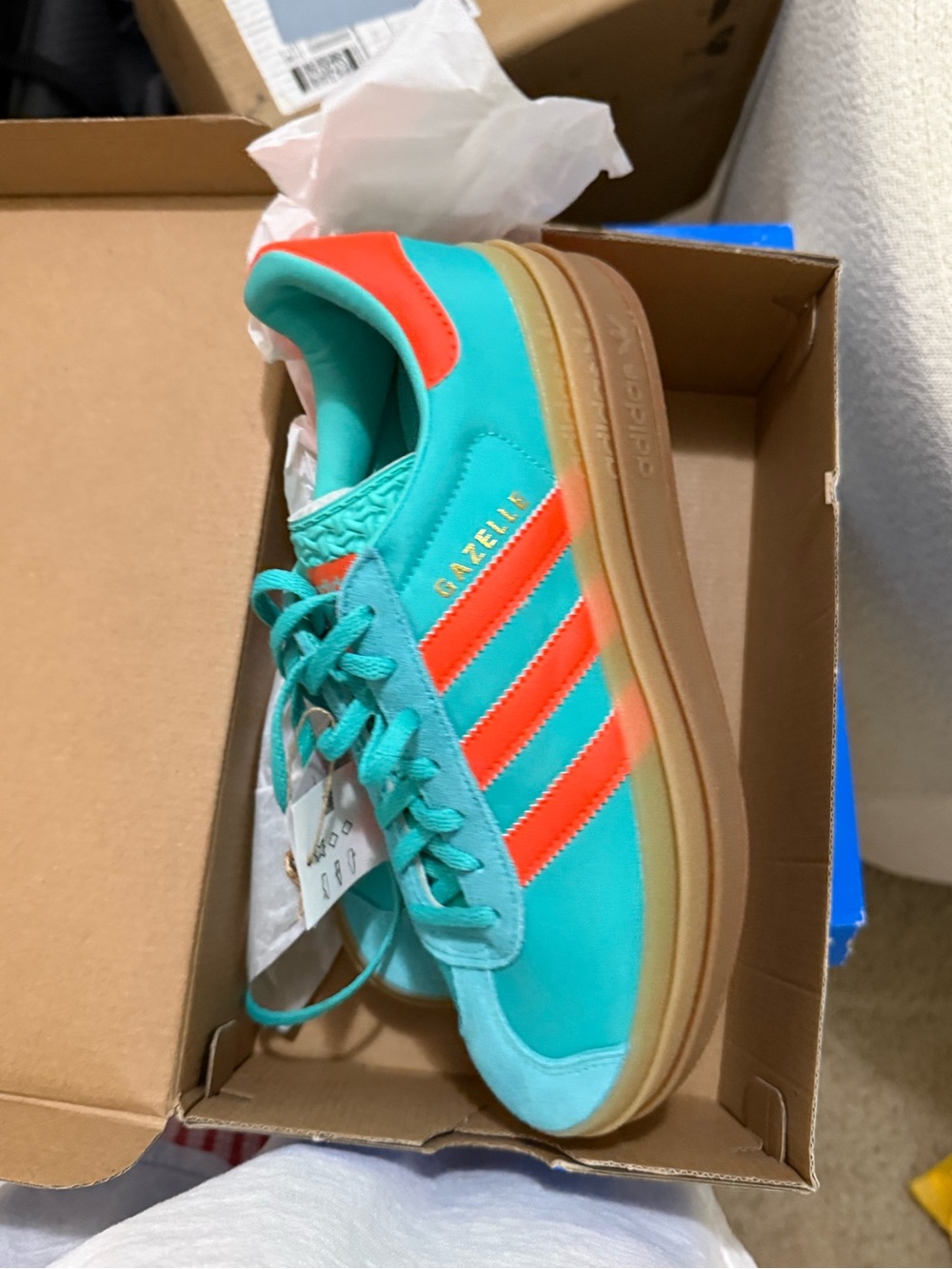 Adidas Gazelle Teal & Orange Sneakers - Picture 2 of 6
